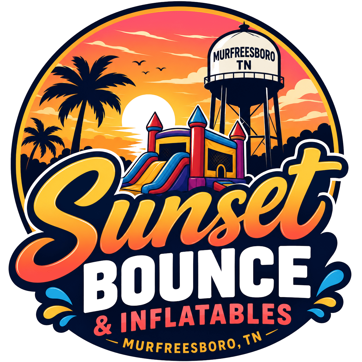 Sunset Bounce & Inflatable Murfreesboro TN Logo